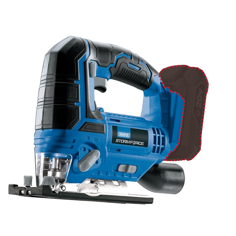 Draper Storm Force 20V Jigsaw Bare Unit Stroke 20mm Capacity Wood 80mm 89477
