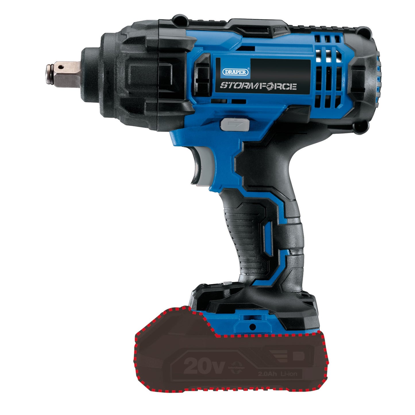 Draper Storm Force 20V Cordless Impact Wrench 1/2"D 400Nm Sold Bare 89518
