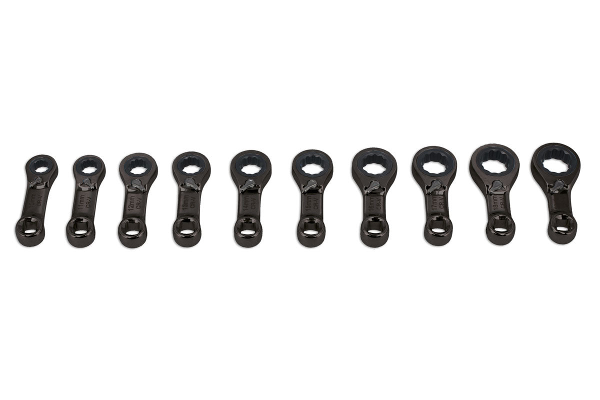 Laser Tools Metric Crow Foot Ratchet Ring Spanner Set 3/8"D 10pc Bi-Hex 8985
