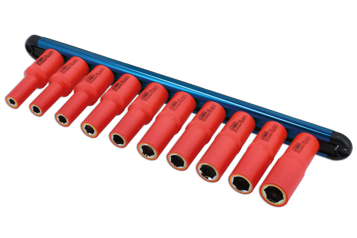 Laser Tools VDE Deep Insulated Socket Set 6-15mm 3/8"D 10pc 6 Point 8988