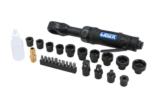 Laser Tools Go Thru Air Ratchet Impact Socket & Bit Set Max Torque 54Nm 9016