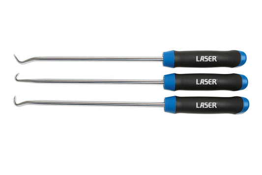 Laser Tools Seal Pick Set 3pc 250mm Different Angle Kit Soft Grip Handle 9033