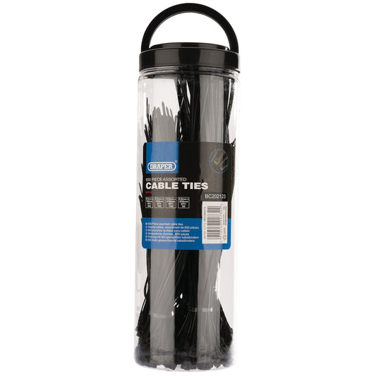 Draper Assorted Nylon Cable Ties Pack of 650 Packed In Robust Plastic Tube 90734