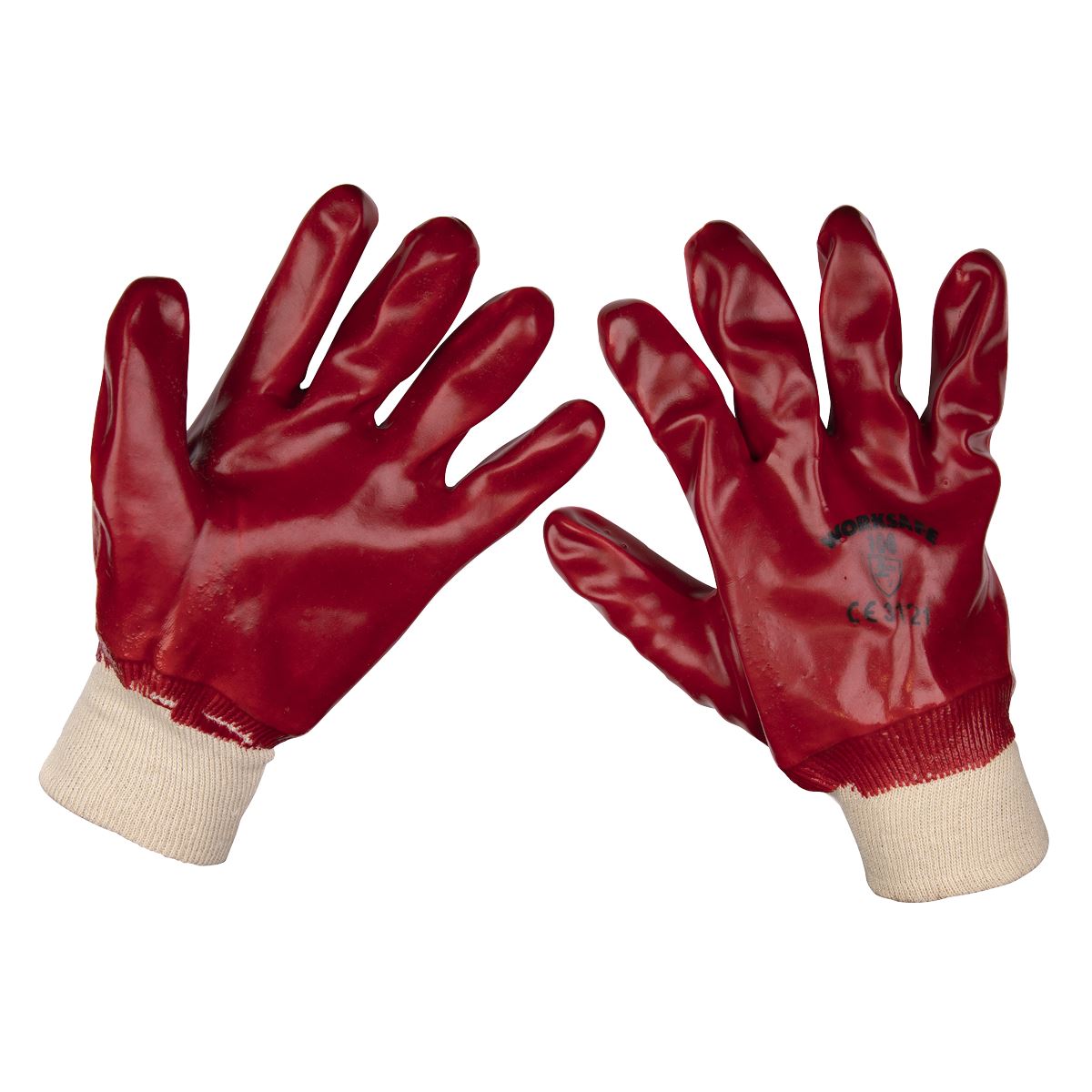 Sealey PVC Knit Wrist Gloves (Large) - Pack of 12 Pairs 9106L/12