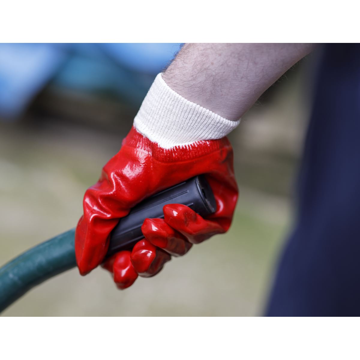Sealey PVC Knit Wrist Gloves (Large) - Pack of 12 Pairs 9106L/12