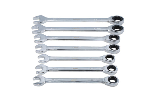 Laser Tools Metric Ratchet Combination Ring Spanner Set 20 - 32mm 7pc 9124