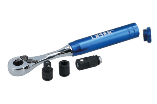 Laser Tools 3-in-1 Mini Ratchet Spanner with Interchangeable Drives 9139