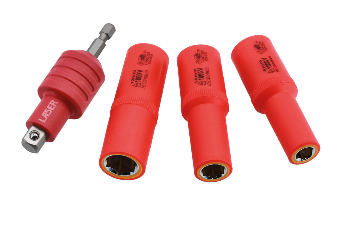 Laser Tools Non-Conductive Insulated Quick Chuck Adaptor with Magnetic Sockets 4pc 9151
