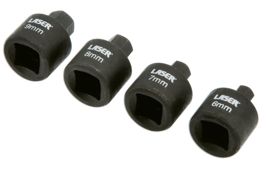 Laser Tools Brake Caliper Stubby Hex Bit Set 3/8"D 4pc For German Vehicles 9153