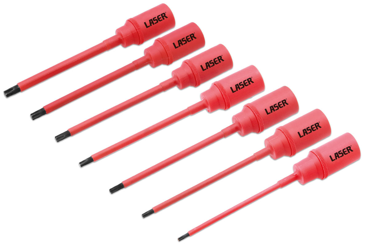 Laser Tools Insulated Extra Long Slim Star Bit Socket 3/8"D T10 to T40 - 7pc 9184