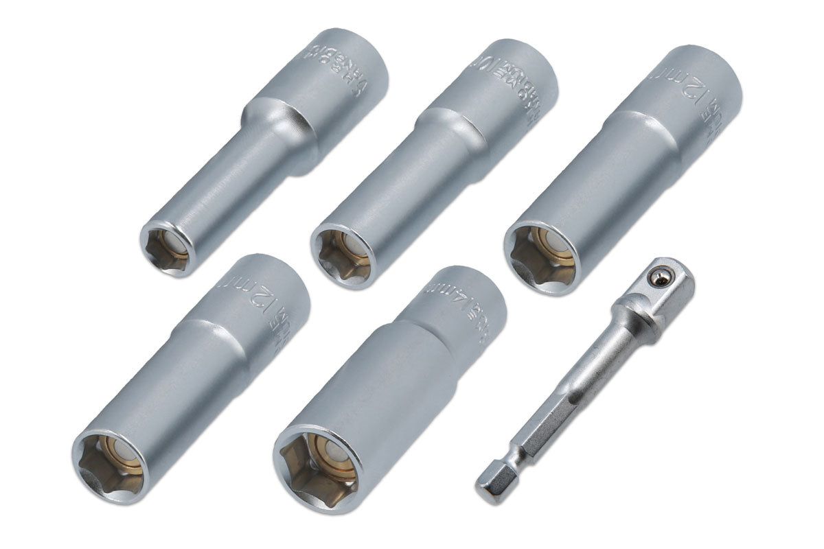 Laser Tools Deep Magnetic Sockets Set with Power Bit Adaptor 3/8"D 6pc 9267
