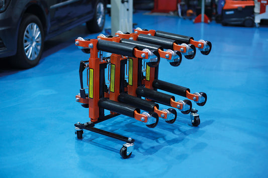 Power-TEC Hydraulic Jack Stand Kit Fits Around Tyres Allows Easy Movement 92699