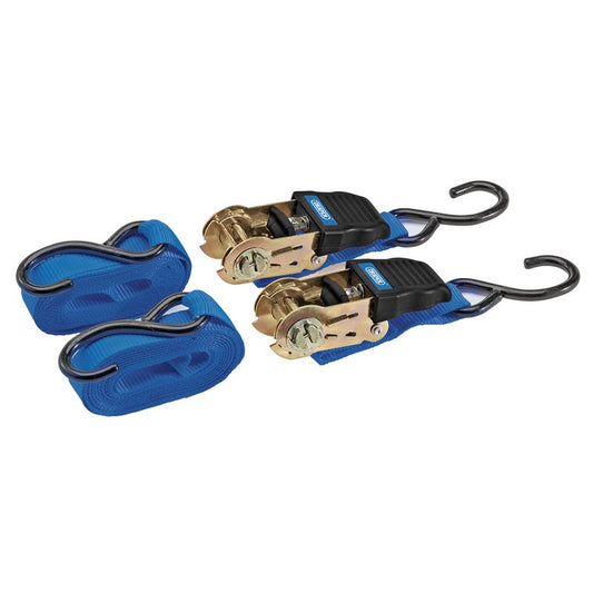 Draper Ratchet Tie Down Straps 4.5m x 25mm 225kg 2 Piece Polyester Webbing 92769