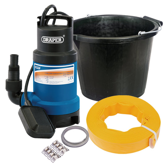 Draper Emergency Flood Kit 230V Submersible Pump Hose Clamp Set & Bucket 92775
