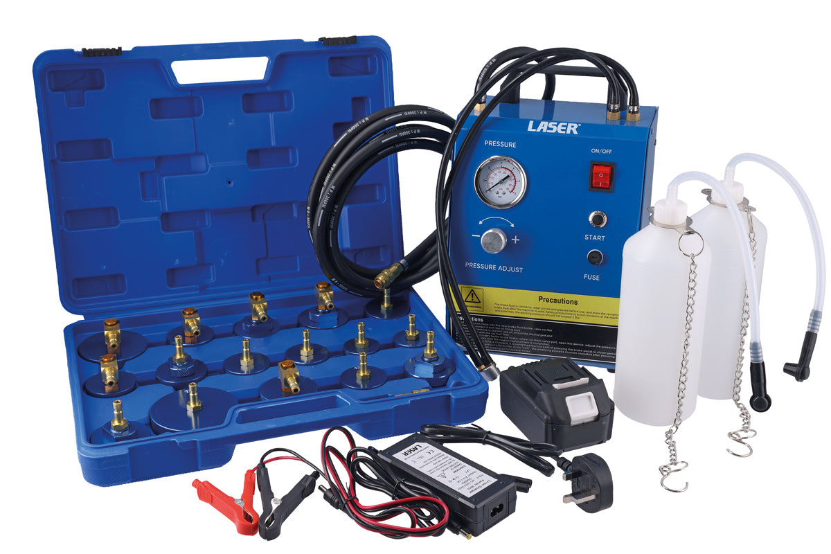 Laser Tools Brake & Clutch Pressure Bleeding Kit inc Master Cylinder Caps 9315