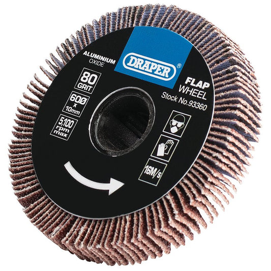 Draper Aluminium Oxide Flap Wheel 10 x 60mm 80 Grit 93360
