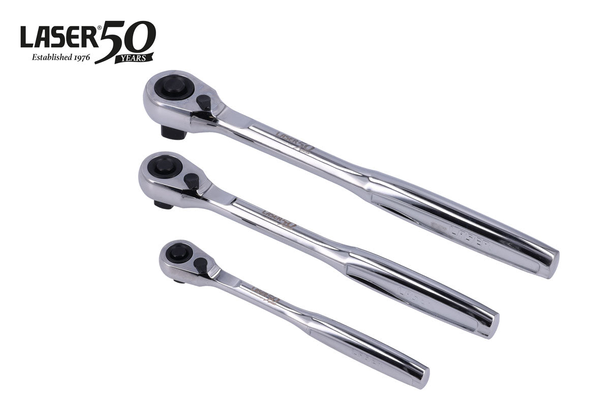 Laser Tools Ratchet Set with Comfort Handle 3pc - 50th Anniversary 9364