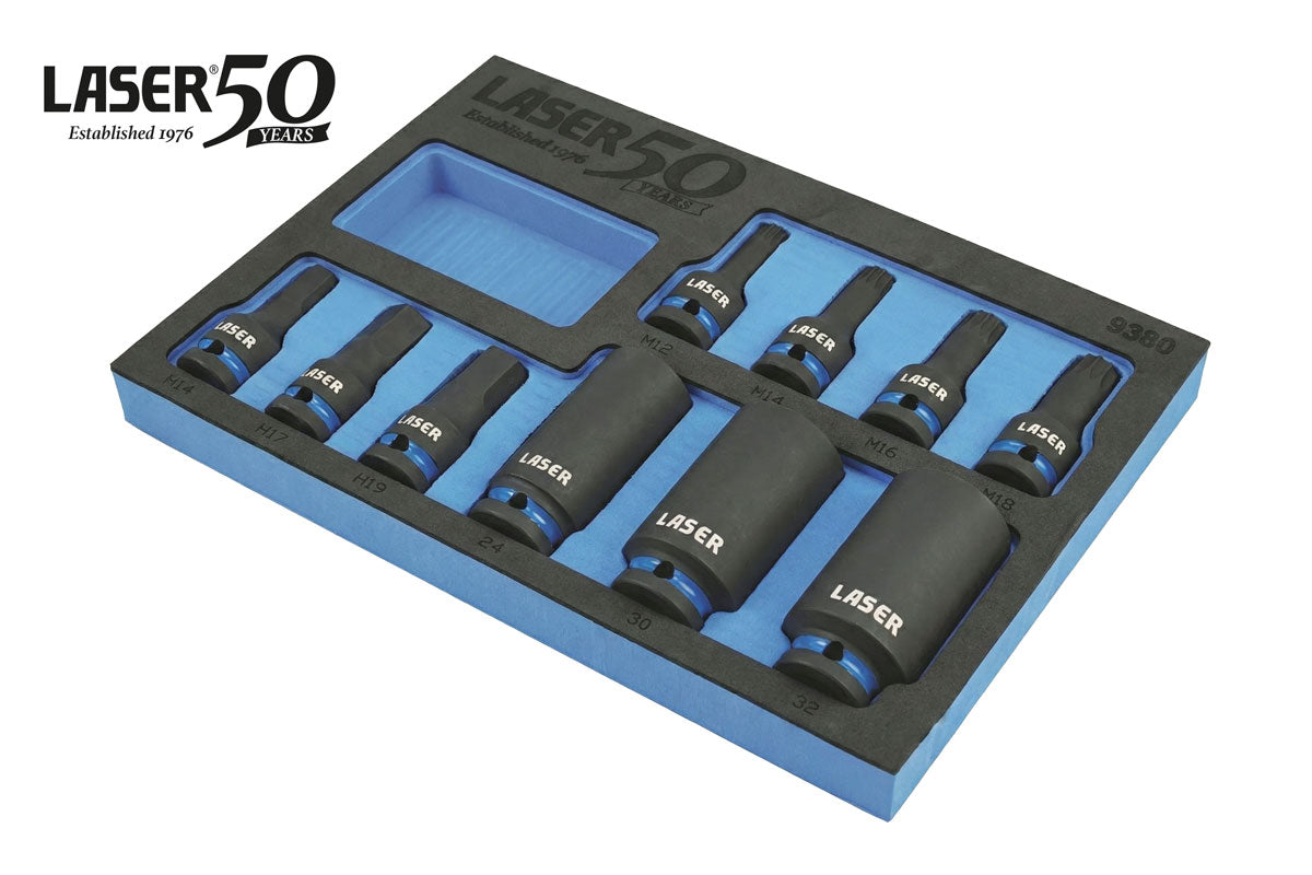 Laser Tools Hub Nut Socket & Bit Master Set for German Vehicles - 50th Anniversary 9380