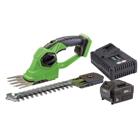 Draper D20 20V 2-in-1 Grass and Hedge Trimmer with Battery & Fast Charger 94594