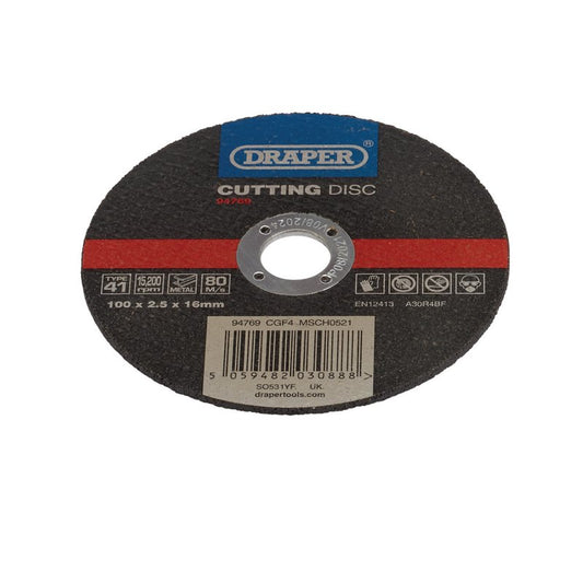Draper Metal Flat Cutting Disc 100 x 2.5 x 16mm Various Metals 94769