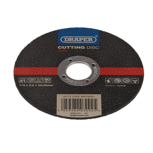 Draper Metal Cutting Disc 115 x 2.5 x 22.23mm Bonded And Reinforced 94773