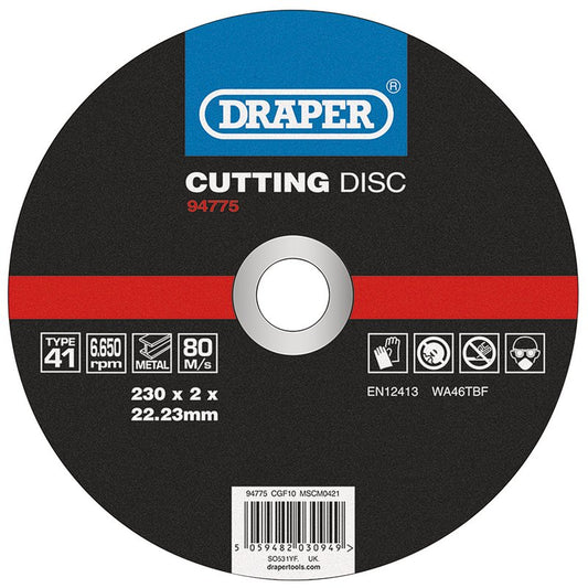 Draper Metal Cutting Disc 230 x 2 x 22.23mm Bonded And Reinforced 94775