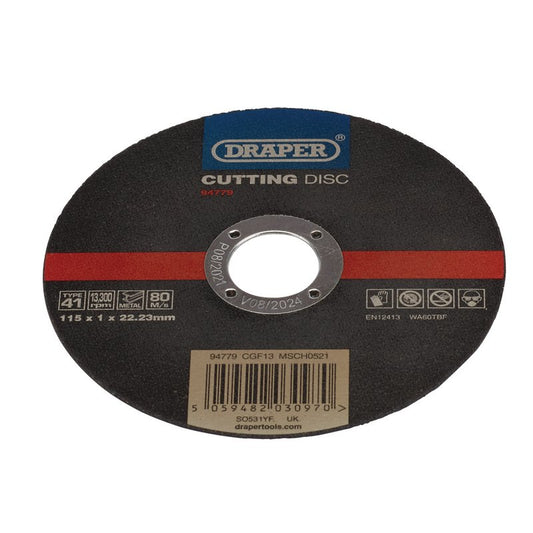 Draper Stainless Steel Metal Cutting Disc 115 x 1 x 22.23mm 94779