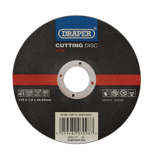 Draper Multi-Purpose Cutting Disc 115 x 1.2 x 22.23mm Metal Srainless etc 94780