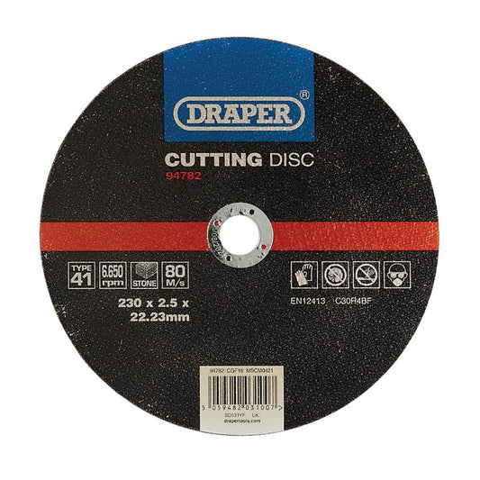 Draper Flat Stone Cutting Disc 230 x 2.5 x 22.23mm Resin Bonded Silicon 94782