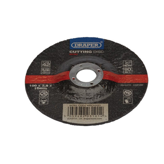 Draper DPC Metal Cutting Disc 100 x 2.5 x 16mm Bonded And Reinforced 94783