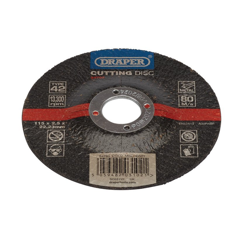 Draper DPC Metal Cutting Disc 115 x 2.5 x 22.23mm Bonded And Reinforced 94784