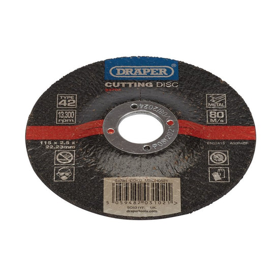 Draper DPC Metal Cutting Disc 115 x 2.5 x 22.23mm Bonded And Reinforced 94784
