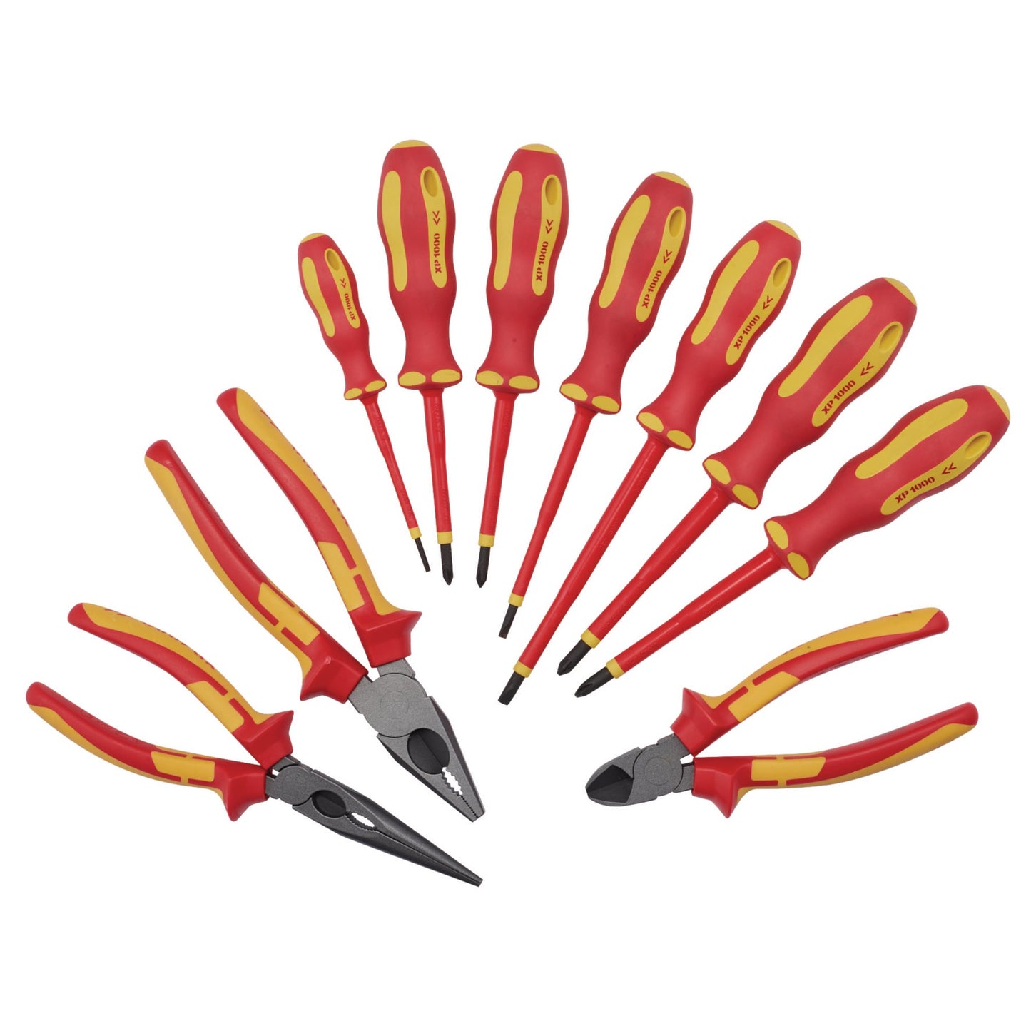 XP1000 VDE Screwdriver Pliers Set 10 Piece Tested To 10,000V Flat Sides 94859