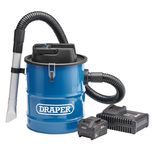 Draper D20 20V Ash Vacuum Cleaner For Stoves Fireplaces BBQ's Inc Battery 95170