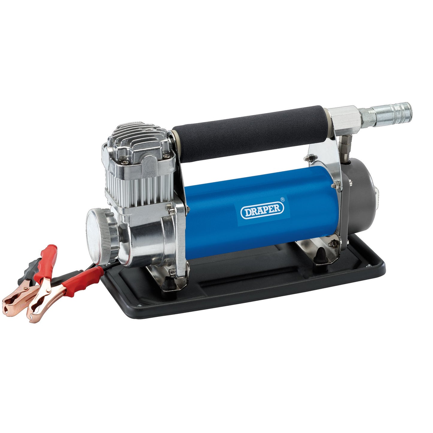 Draper DC Air Compressor 150PSI Tyre Inflator With Gauge & Nozzle Adaptors 99074
