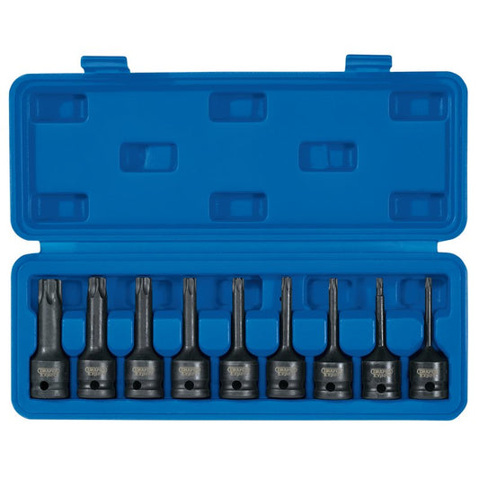 Draper Impact Torx Star Socket Bit Set 1/2" Sq Dr 9 Piece 78mm Long 99184