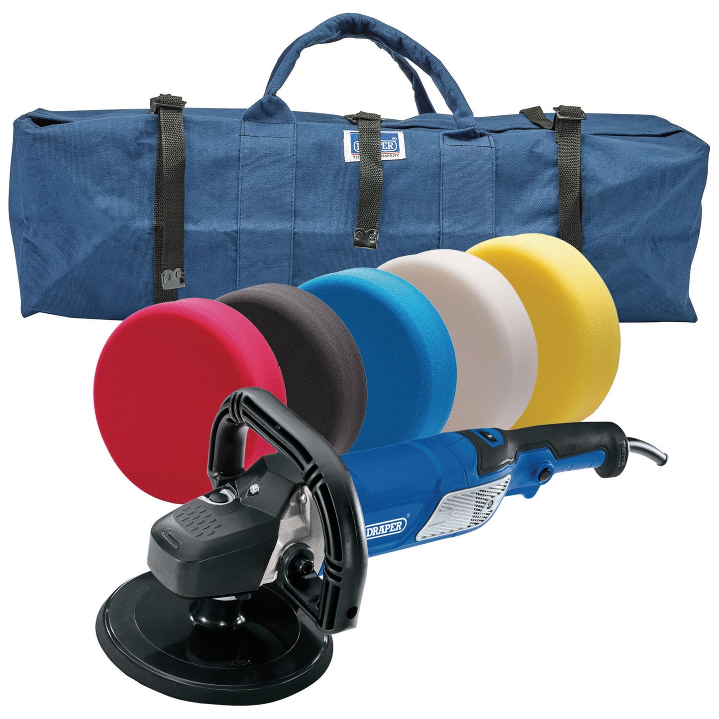 Draper 240V Dual Function Polisher Sander Kit 180mm 1200W With Sponges 99374