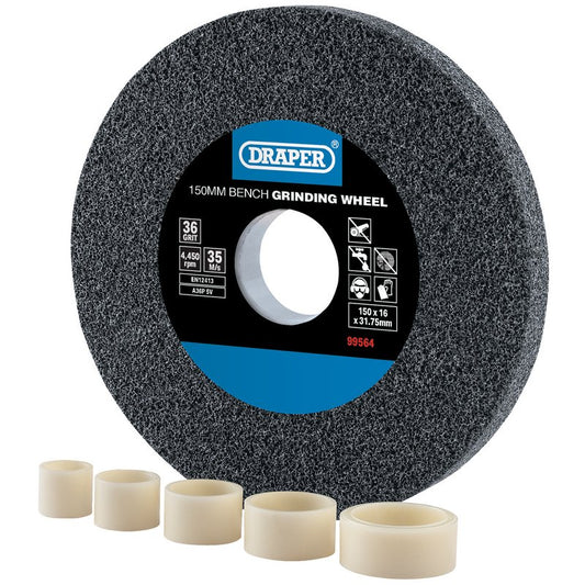 Draper Aluminium Oxide Bench Grinding Wheel 150 x 16mm 36 Grit 99564
