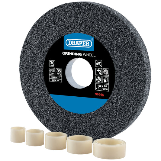 Draper Aluminium Oxide Bench Grinding Wheel 150 x 20mm 36 Grit 99566