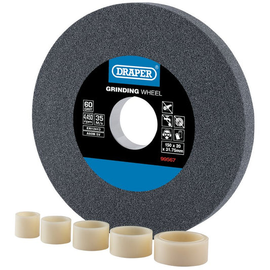 Draper Aluminium Oxide Bench Grinding Wheel 150 x 20mm 60 Grit 99567
