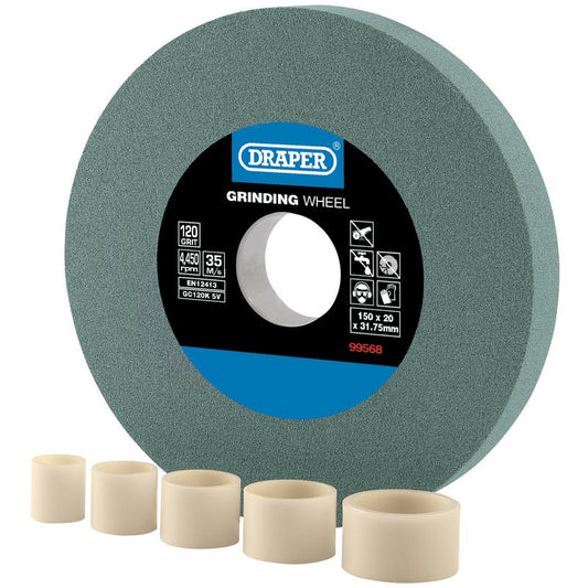 Draper Silicon Carbide Bench Grinding Wheel 150 x 20mm 120 Grit Green 99568
