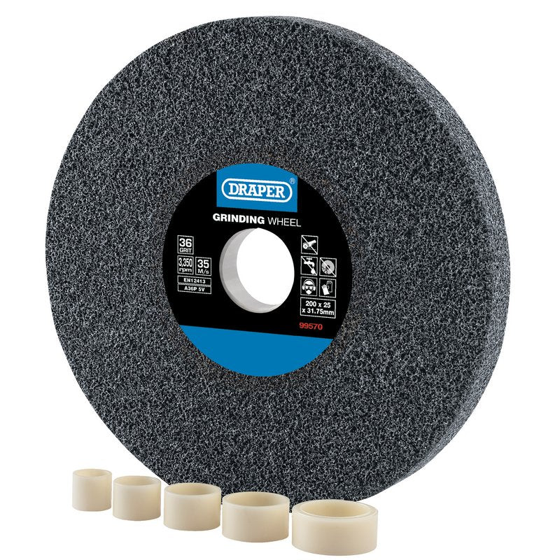 Draper Aluminium Oxide Bench Grinding Wheel 200 x 25mm 36 Grit 99570