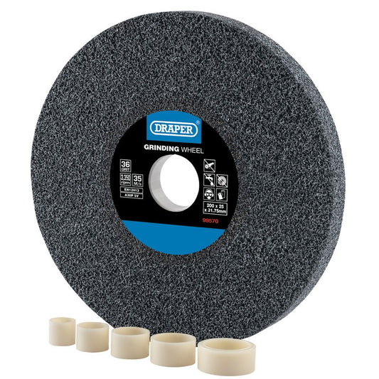 Draper Aluminium Oxide Bench Grinding Wheel 200 x 25mm 36 Grit 99570