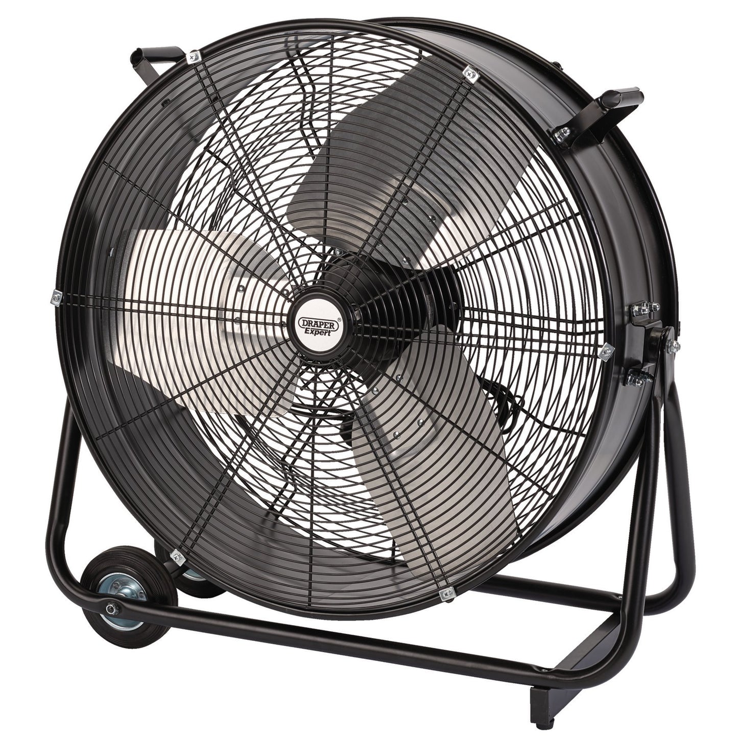 Draper 230V High Flow Drum Fan 24" 600mm Cable 2 Meter On Wheels 2 Speed 330W
