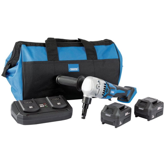 Draper 20V Brushless Nibbler 2 x 3.0Ah Batteries 1 x Twin Charger 1 x Bag 99736