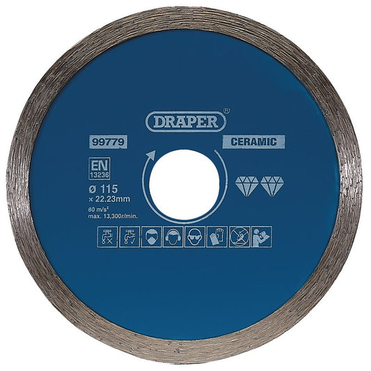Draper Continuous Diamond Blade 115mm For ceramic and natural stone tiles 99779