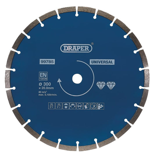 Draper Segmented Diamond Blade 300mm concrete bricks stone granite marble 99785