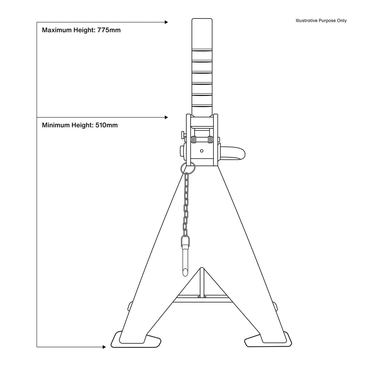 Sealey Axle Stands (Pair) 10 Tonne Capacity per Stand Auto Rise Ratchet AAS10000