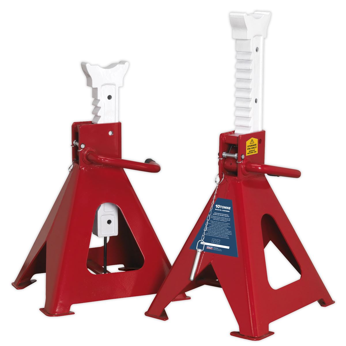 Sealey Axle Stands (Pair) 10 Tonne Capacity per Stand Auto Rise Ratchet AAS10000