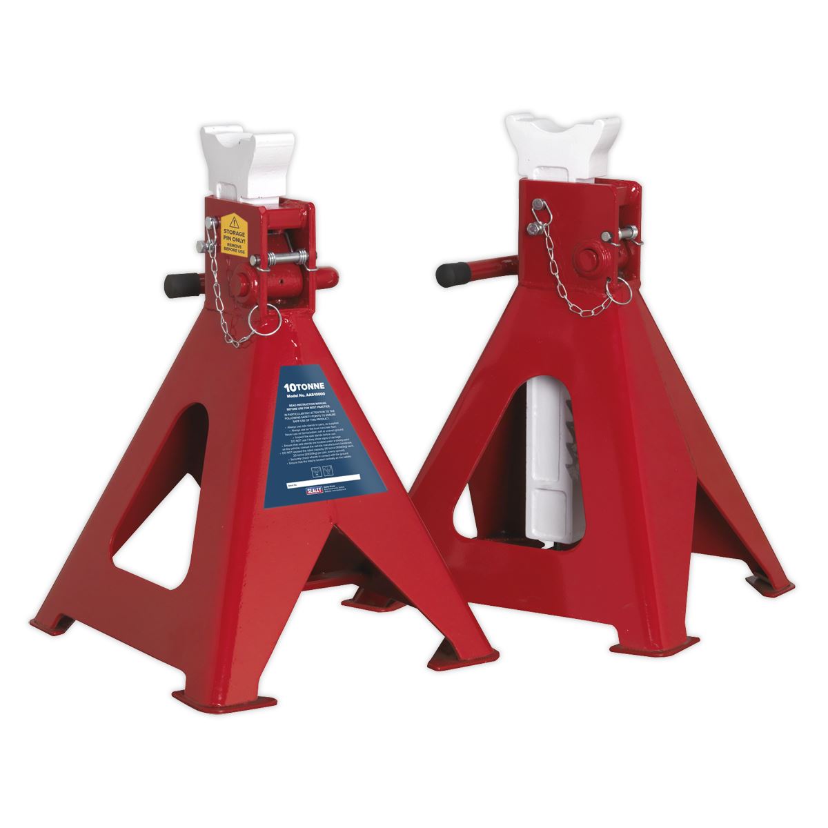 Sealey Axle Stands (Pair) 10 Tonne Capacity per Stand Auto Rise Ratchet AAS10000